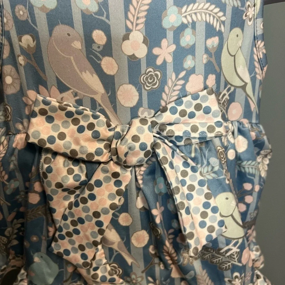 Pete and Lucy Blue Gray and White Floral and Bird Tank Romper NWT